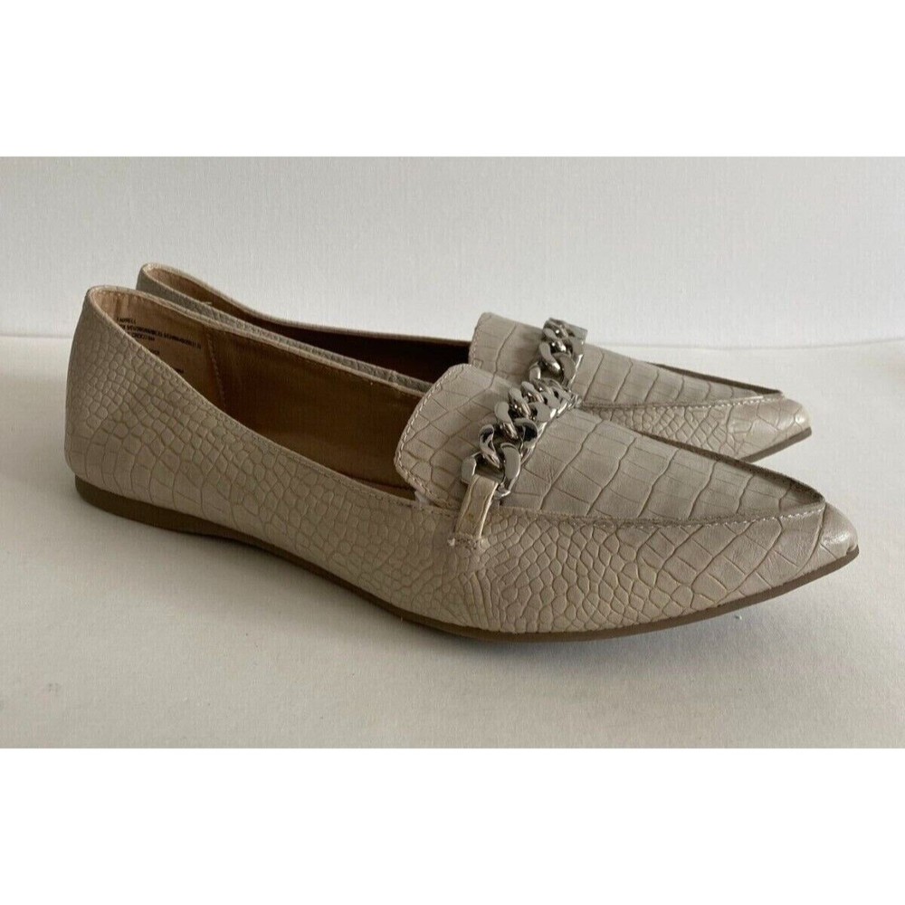 Steve Madden Womens Farrell Taupe Croco Leather Slip On Loafer Shoes Size 8.5 M